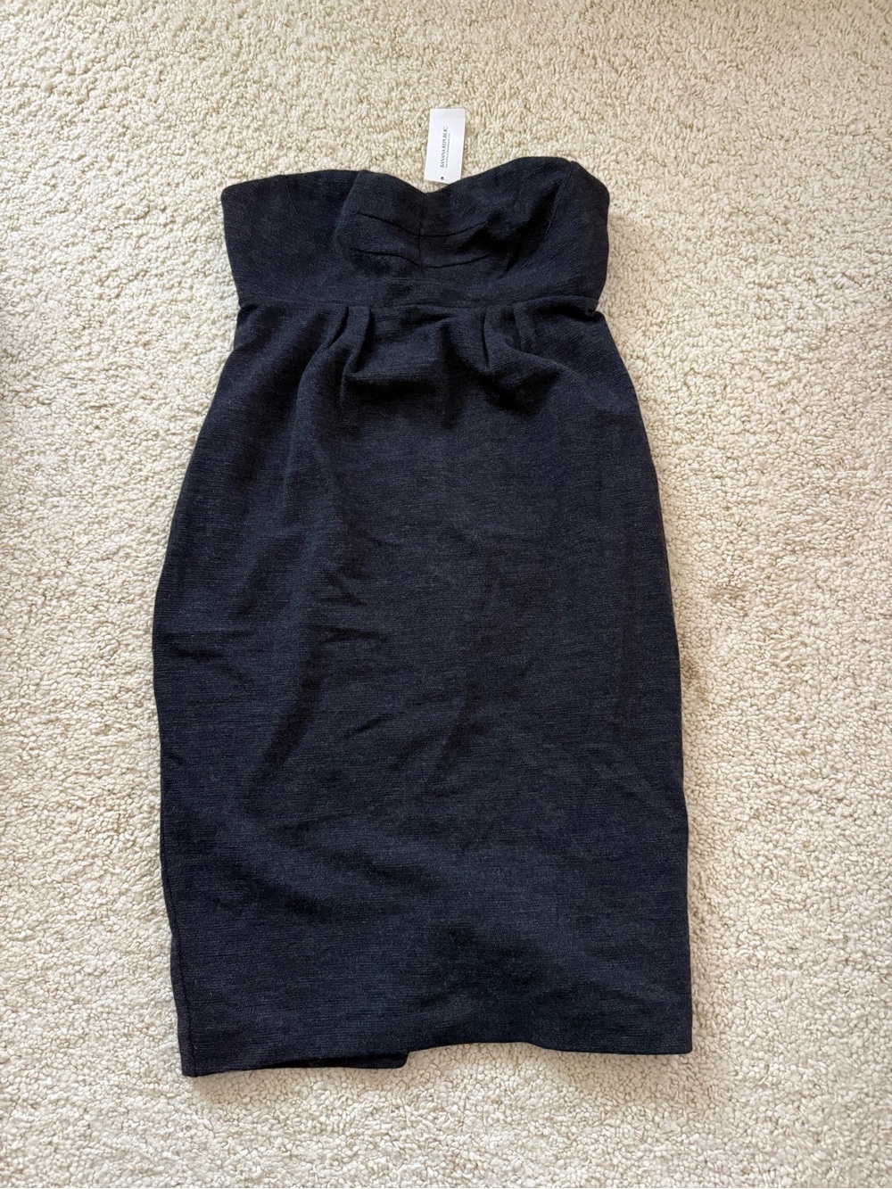 New Banana Republics dress sheath tube strapless midi knee slit wool 6
